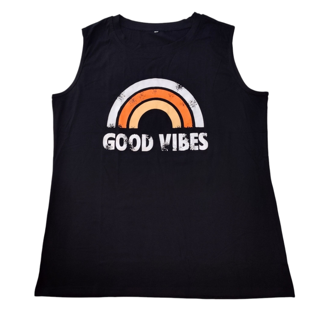 Good Vibes Top Sleeveless Rainbow Graphic Womens XXL